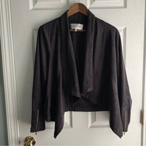 Cupcakes and Cashmere Faux Suede Waterfall Jacket - black, size M